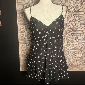 Eci spaghetti strap polka dot top